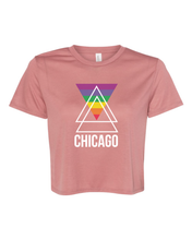 Load image into Gallery viewer, Chicago Rainbow Design Flowy Cropped Tee